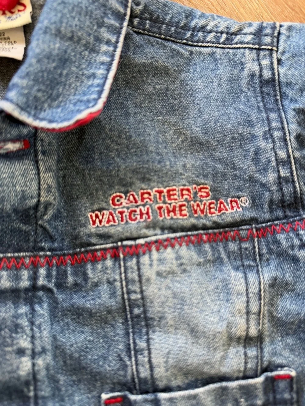 Vintage Carter's Denim Jean Jacket in Blue with Red Trim